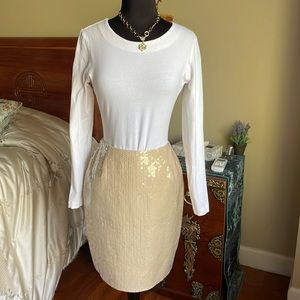 Champagne Sequin Skirt Michael Kors